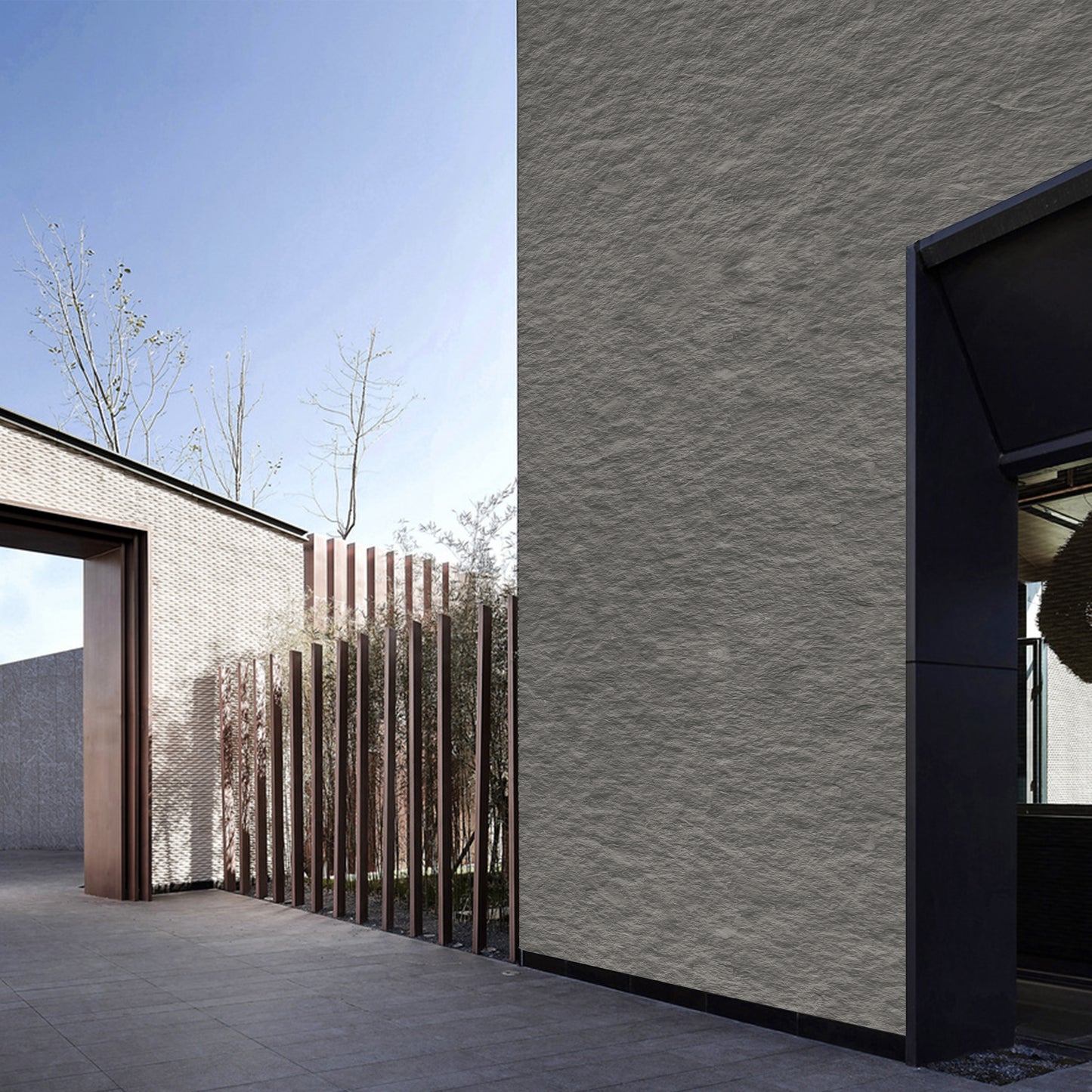 Tấm ốp đá uốn cong - Mã: MS Rough Granite Stone (Dark Grey)