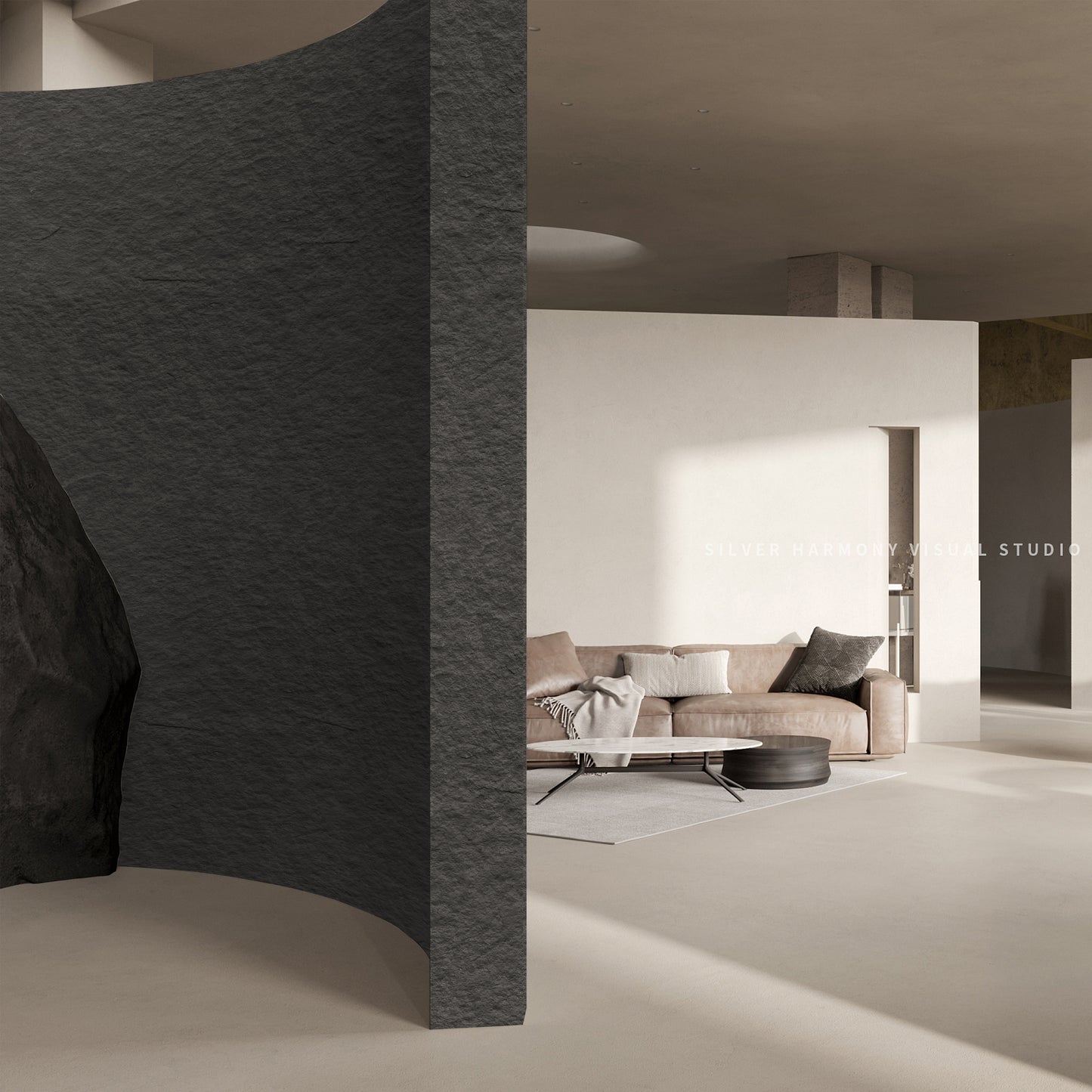 Tấm ốp đá uốn cong - Mã: Ms Rough Granite (Dark Grey)