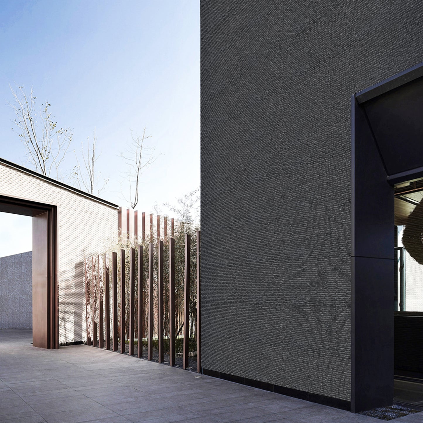 Tấm ốp đá uốn cong - Mã: Line Stone Board (Dark Grey)