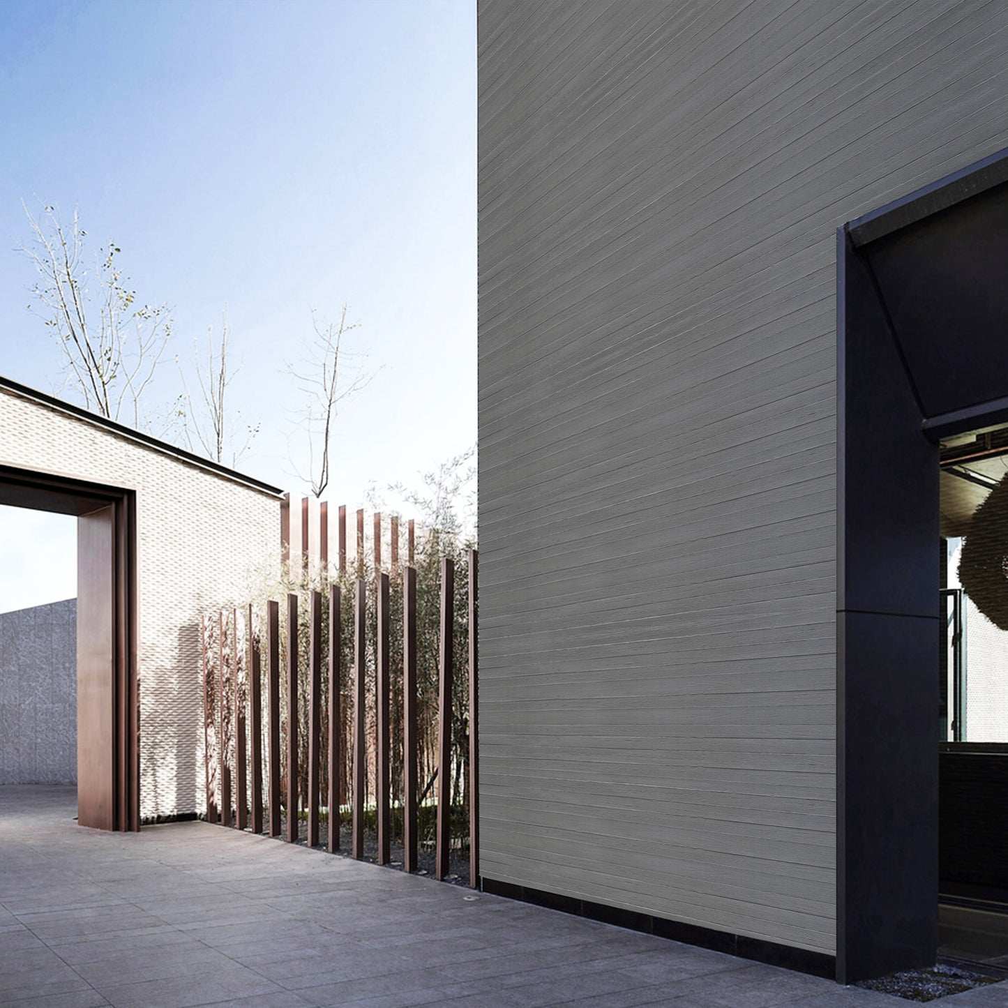 Tấm ốp đá uốn cong - Mã: Wood Concrete Board (Dark Grey)