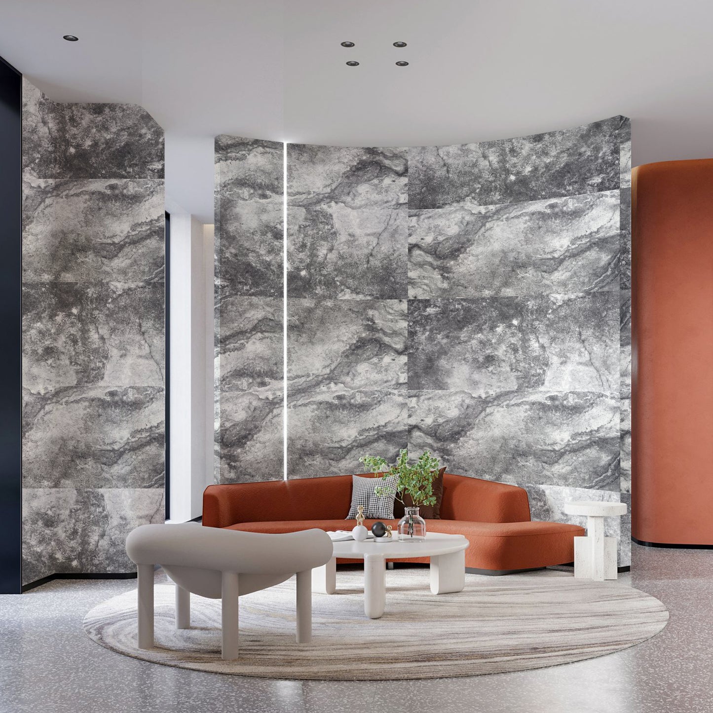 Tấm ốp đá uốn cong - Mã: Dolomitic Travertine (Dark grey)