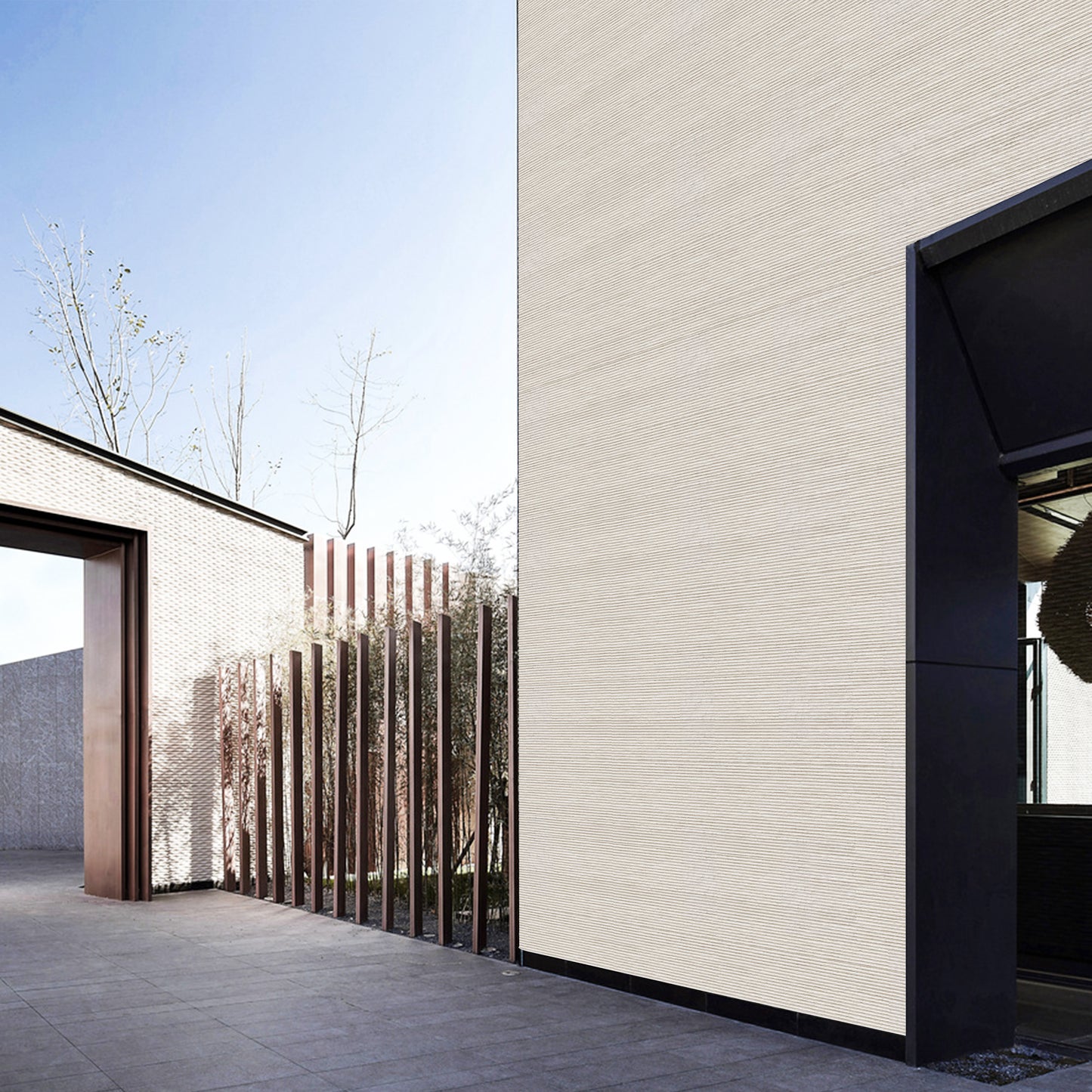 Tấm ốp đá uốn cong - Mã: Round Line Stone (White)