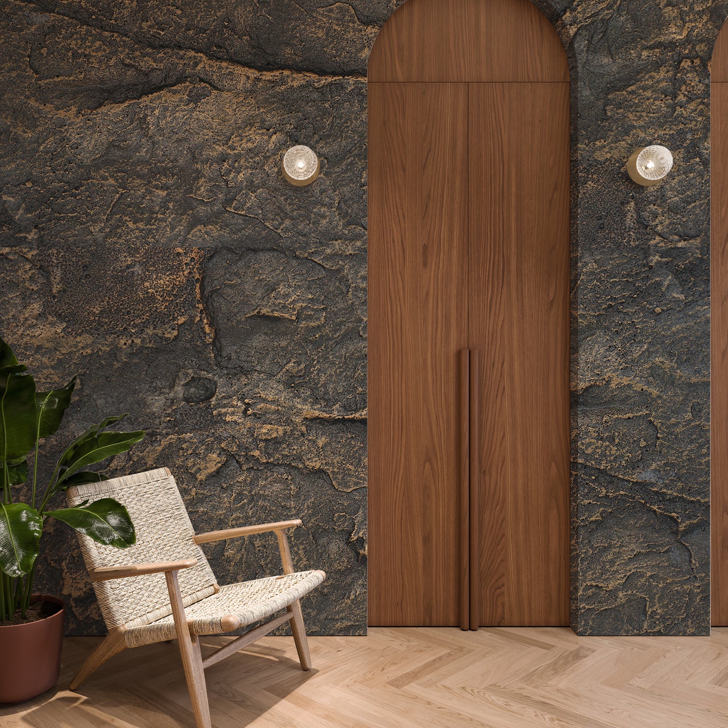 Tấm ốp đá uốn cong - Mã: Big Stone Slate (Vintage Gold)