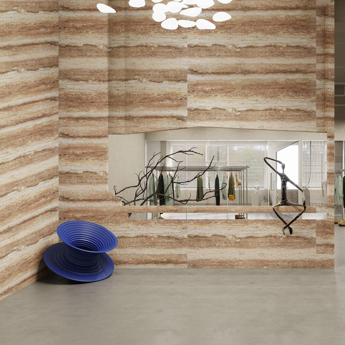 Tấm ốp đá uốn cong - Mã: Linear Travertine (Claybank)